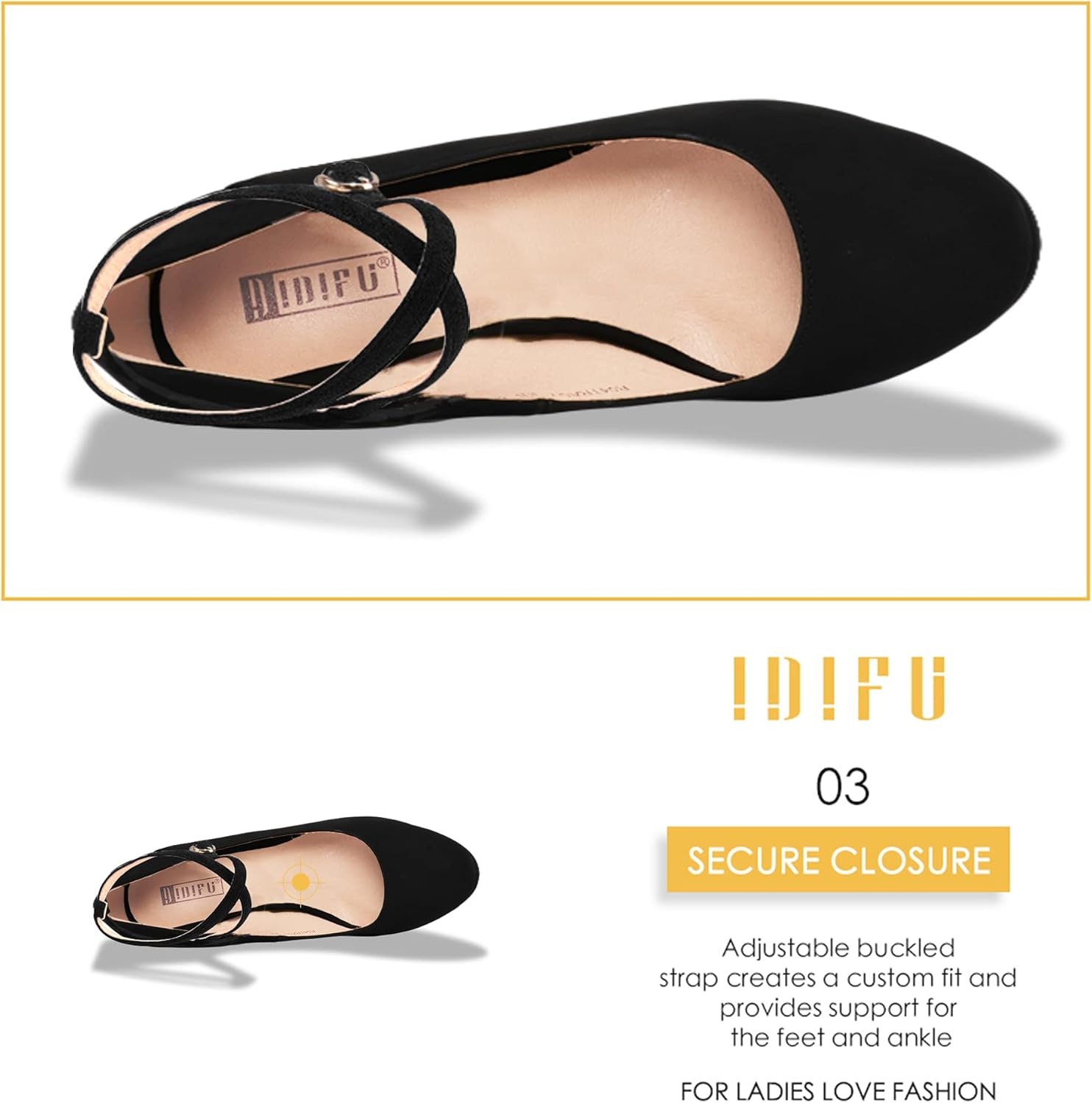 image:imageIDIFU Womens Tracy Platform High Heels Closed Toe Pumps Strappy Cross Ankle Strap Shoes for Casual Work WeddingBlack Nubuck