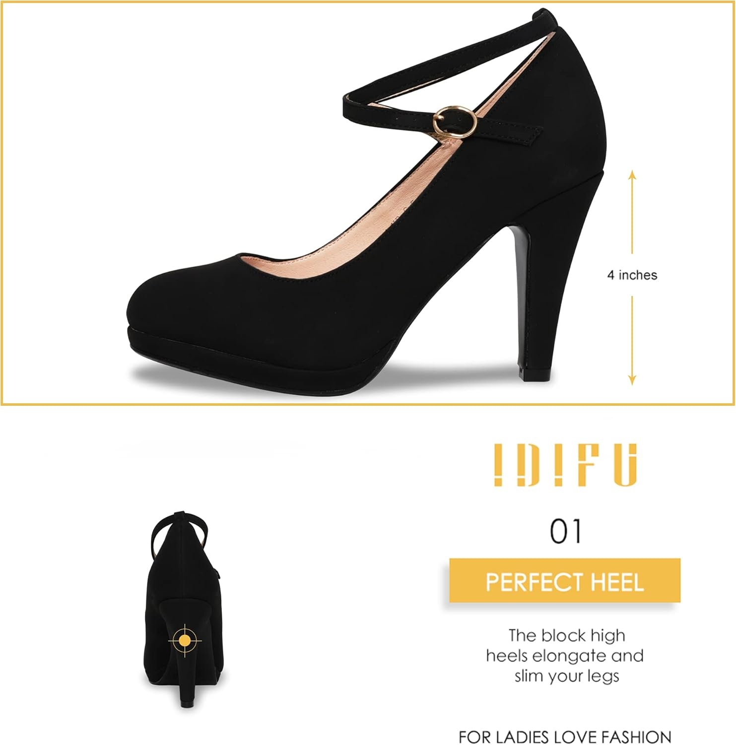 image:imageIDIFU Womens Tracy Platform High Heels Closed Toe Pumps Strappy Cross Ankle Strap Shoes for Casual Work WeddingBlack Nubuck