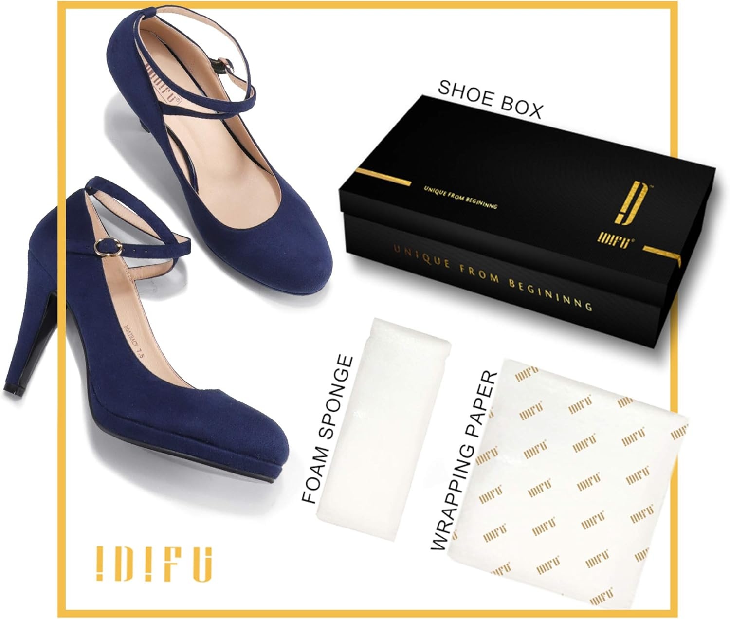 image:imageIDIFU Womens Tracy Platform High Heels Closed Toe Pumps Strappy Cross Ankle Strap Shoes for Casual Work WeddingBlue Suede