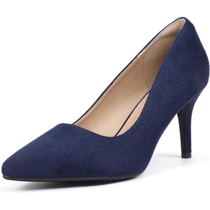 image:imageIDIFU IN3 High Heels Pumps Closed Toe Heels Womens Pumps Stiletto Pointed Toe Dress Shoes Wedding Prom Bridal Work Office Bride Guest Trendy Dressy Fashion Comfortable Pump ShoesNavy Blue Suede