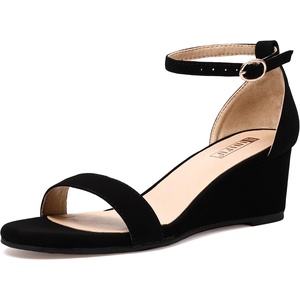image:imageIDIFU Wedge Sandals Heels for Women Dress Shoes Open Toe with Ankle Strap for Wedding Bridal Evening CocktailBlack Nubuck