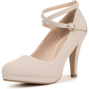 image:imageIDIFU Womens Tracy Platform High Heels Closed Toe Pumps Strappy Cross Ankle Strap Shoes for Casual Work WeddingNude Nubuck