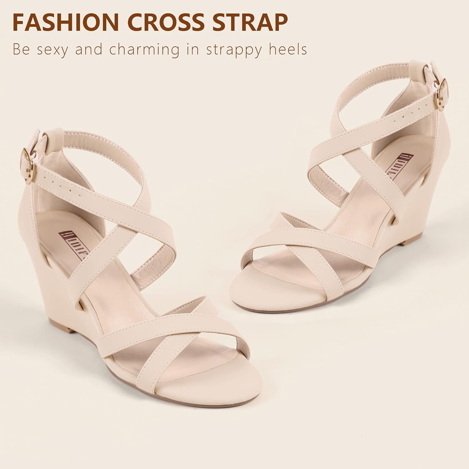 image:imageIDIFU Womens 3 Inch Strappy Wedge Sandals for Women Open Toe Wedges Shoes for Women Dress Sandals for Women for Wedding Bridal Evening Prom