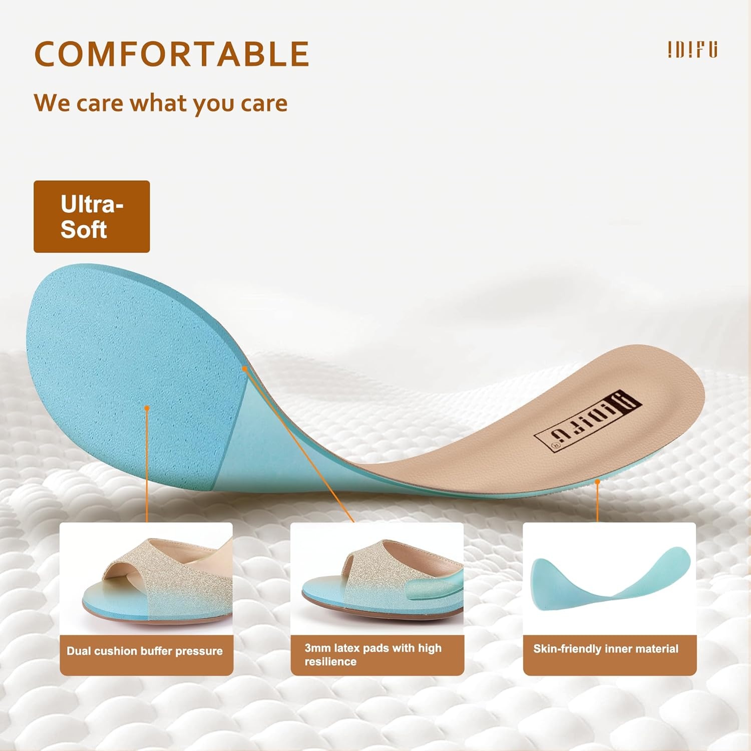 image:imageIDIFU Womens CandieMI Peep Toe Low Block Heels Sandals Ankle Strap Comfy Chunky Wedding Dress ShoesGold Glitter