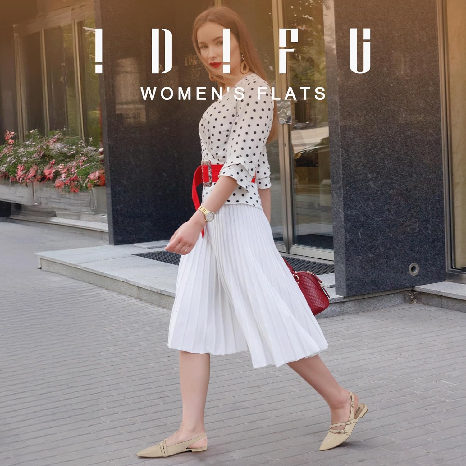 image:imageIDIFU Womens Flat Shoes Pointed Toe Strappy Slingback Ballet Flats Wedding Office Work Bridal Formal Dress Shoes for Women Dressy Comfortable Cute Trendy Ladies FlatsNude Pu