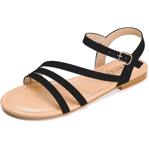 image:imageIDIFU Strappy Sandals for Women Dressy Summer Flat Sandals with Back Strap Open Toe Slingback Ankle Strap Sandals Wedding Bridal Prom Bride Bridesmaid Sandals Comfortable Cute Casual Dress SandalsBlack Nubuck