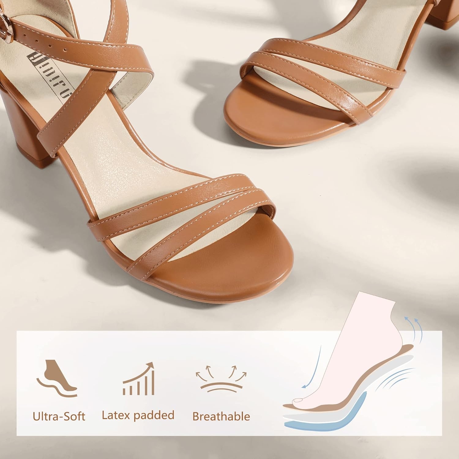 image:imageIDIFU Womens IN3 Gita Block Heel Open Toe Strappy Sandals Dress Shoes for Wedding Evening PromNude Pu