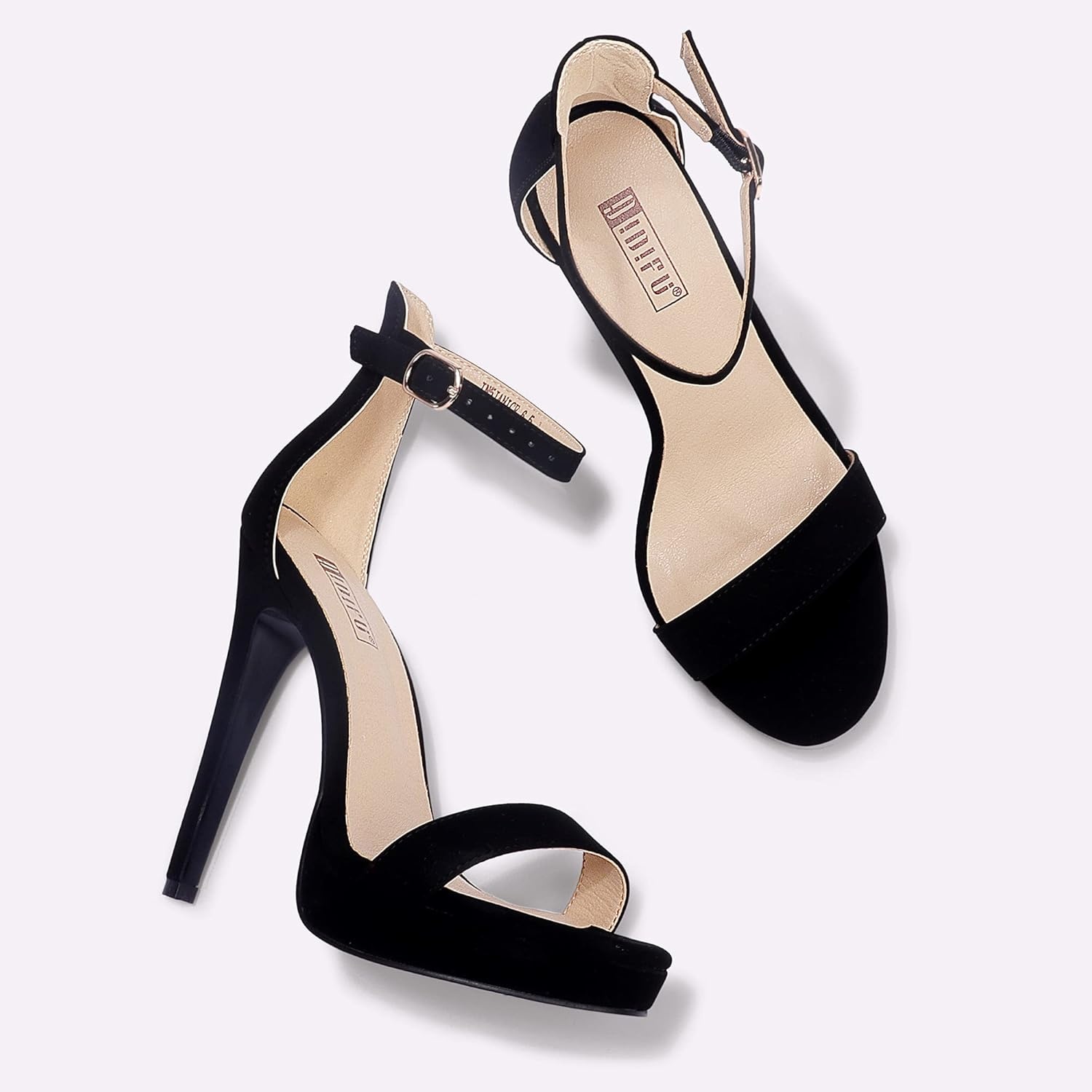 image:imageIDIFU Womens Stiletto High Heel Sandals Platform Open Toe Ankle Strap Dress Shoes for Women Bride Ladies in Wedding Bridal Party HomecomingBlack Nubuck