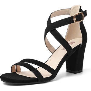 image:imageIDIFU Womens IN3 Gita Block Heel Open Toe Strappy Sandals Dress Shoes for Wedding Evening PromBlack Nubuck