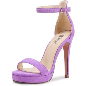 image:imageIDIFU Womens Stiletto High Heel Sandals Platform Open Toe Ankle Strap Dress Shoes for Women Bride Ladies in Wedding Bridal Party HomecomingLilac Suede